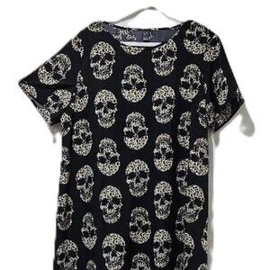 EMORY ROSE BLACK SKULL LEOPARD SILKY NIGHTGOWN PJs SLEEPWEAR DRESS  2X